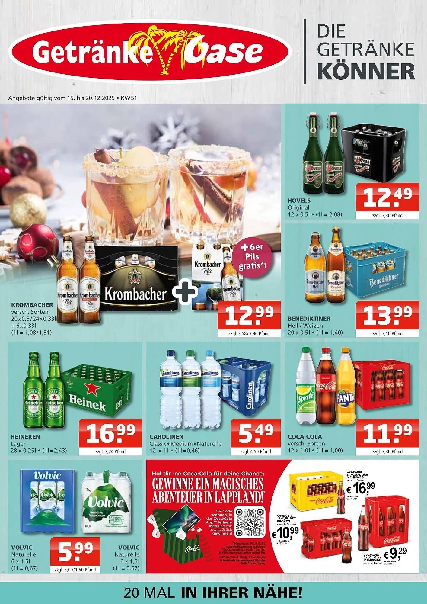 Getränke Oase Prospekt von 15. Dezember bis 20. Dezember 2025 - Prospekt seite 1