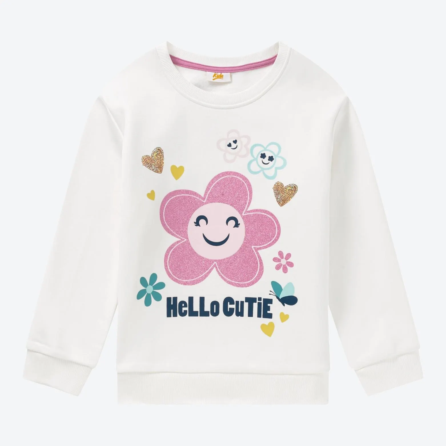 Kinder-Mädchen-Sweatshirt mit Glitzer-Druck