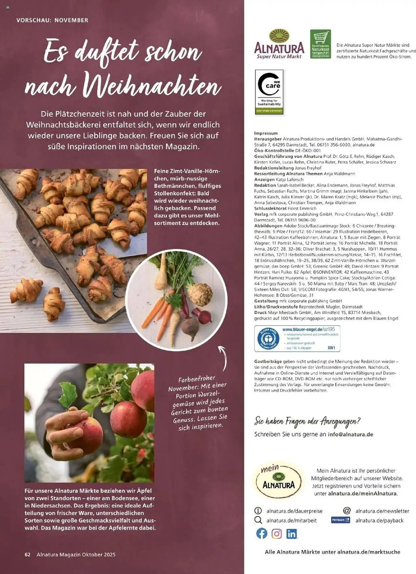 Alnatura Prospekt von 1. Oktober bis 31. Oktober 2025 - Prospekt seite 62