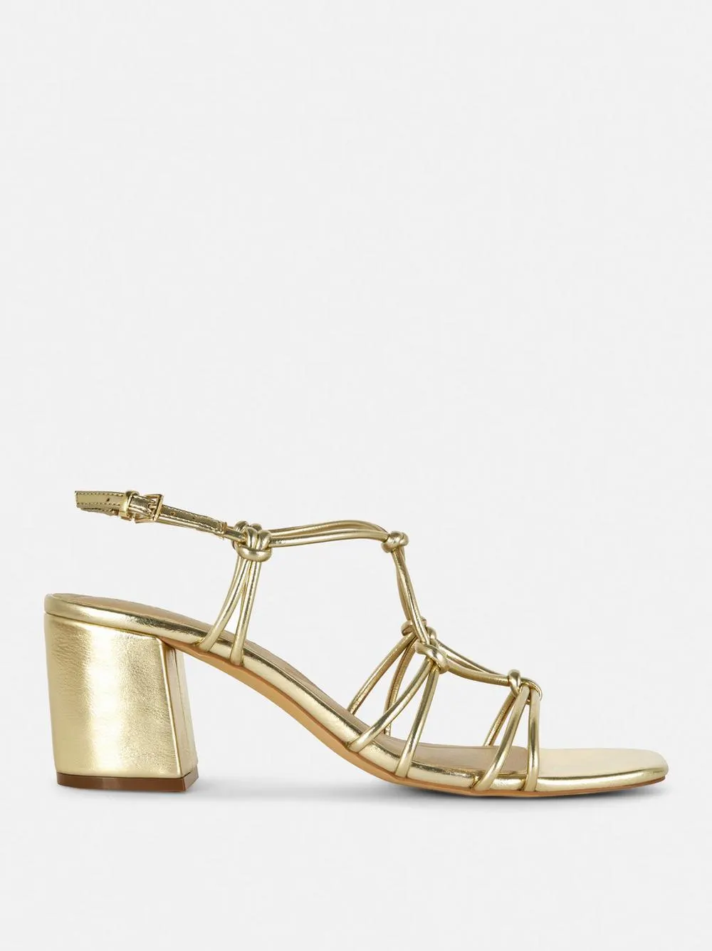 Sandalen mit Zierknoten und Blockabsatz