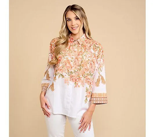 SCHIFFHAUER MUNICH® Bluse, 3/4-Arm verdeckte Knopfleiste weiter Arm figurumspielend