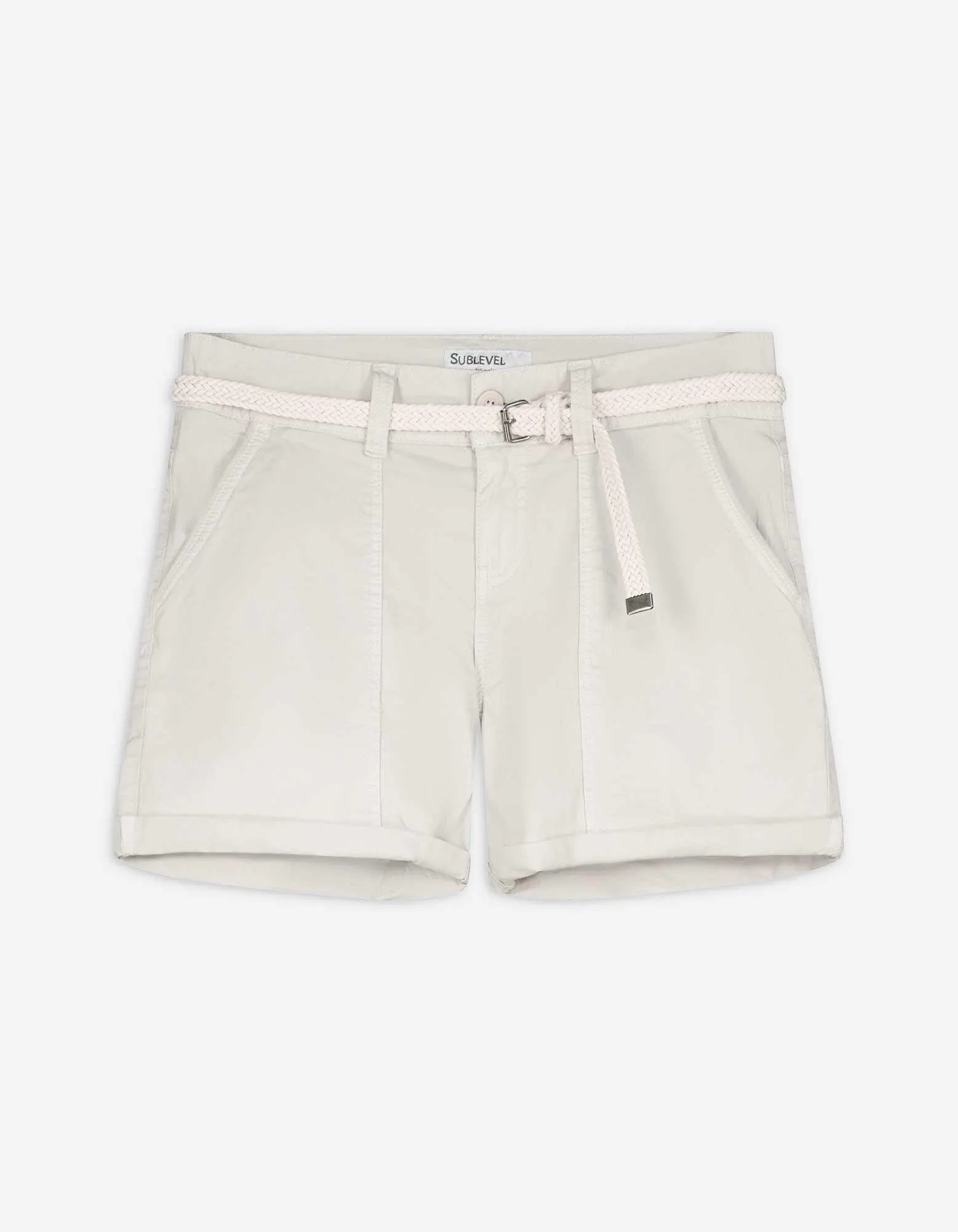 Shorts - Ziernähte - beige