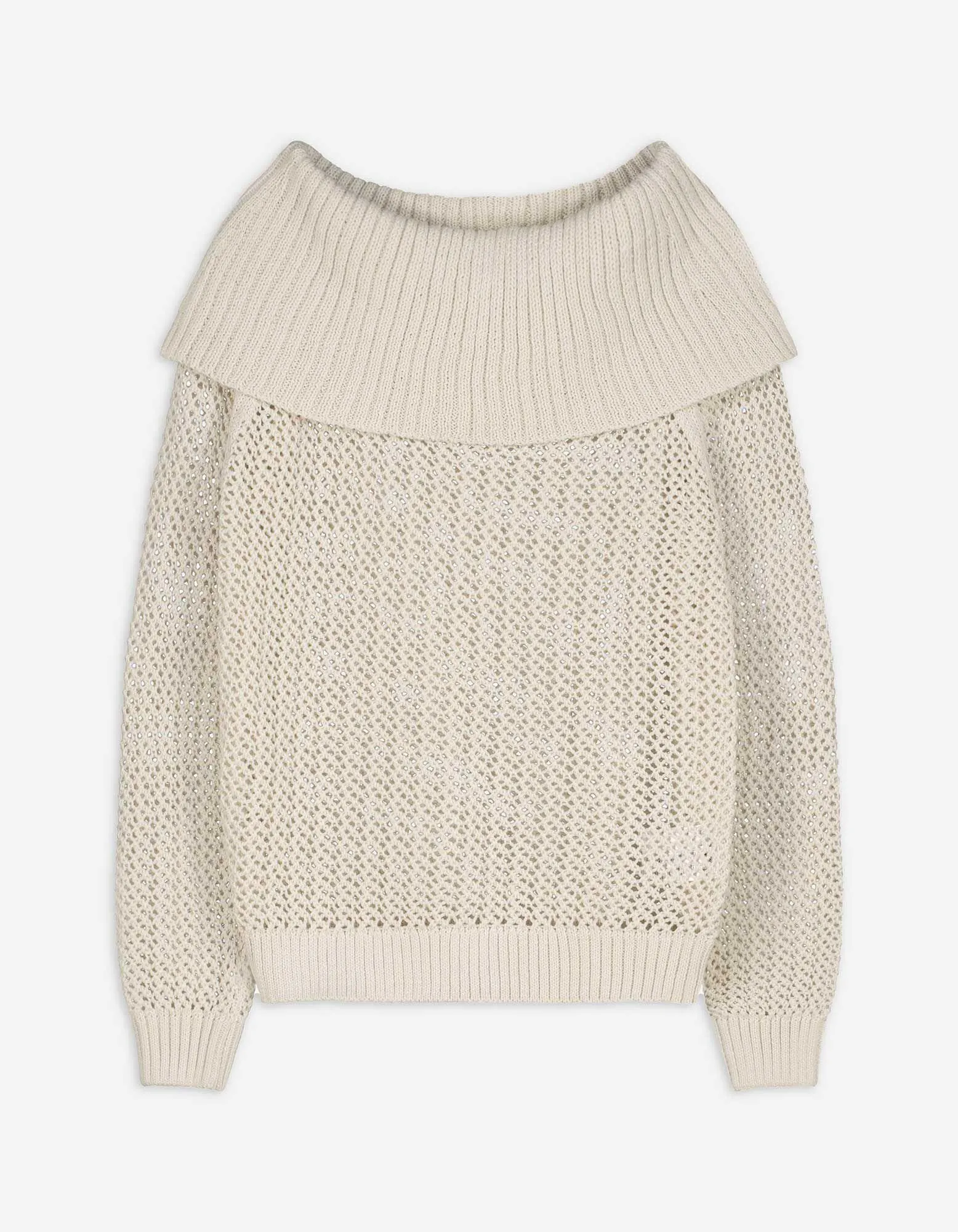 Strickpullover - Gerippte Abschlüsse - weiß