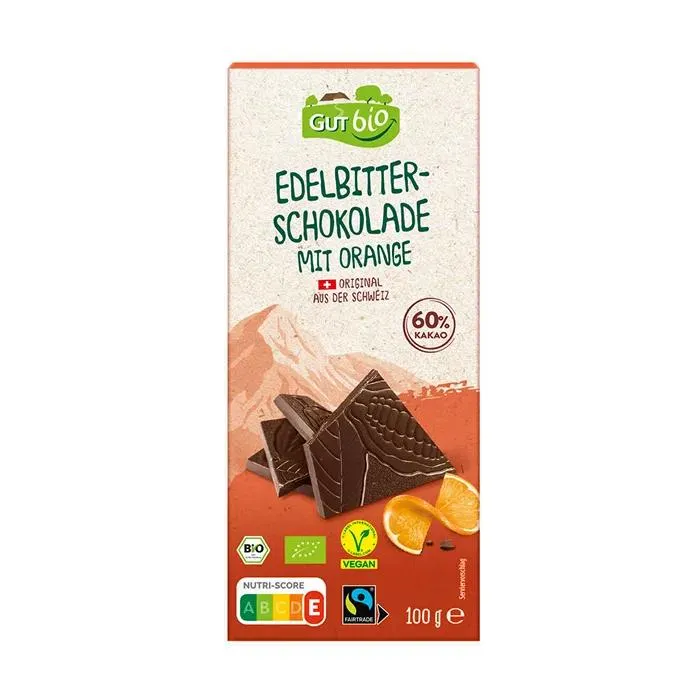 GUT BIO Bio-Schokolade 100 g, Zartbitter-Orange