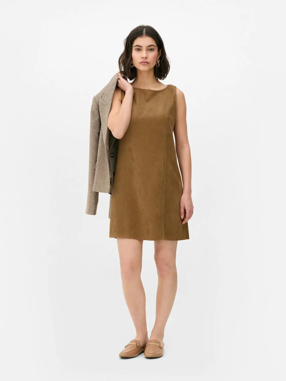 Trägerkleid in Wildleder-Optik