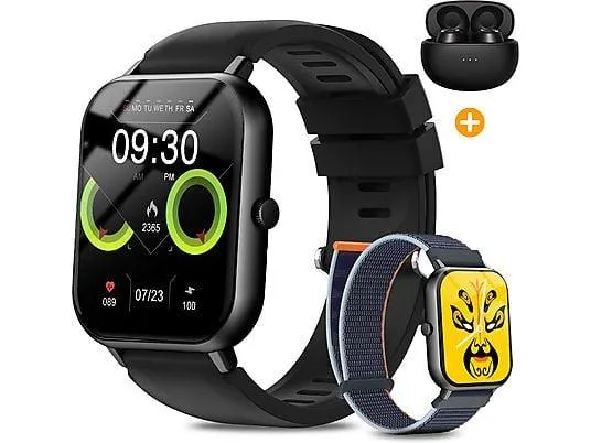 RAYOFI ZL54J Smartwatch Silikon, 22 mm, Schwarz/Gold/Silver