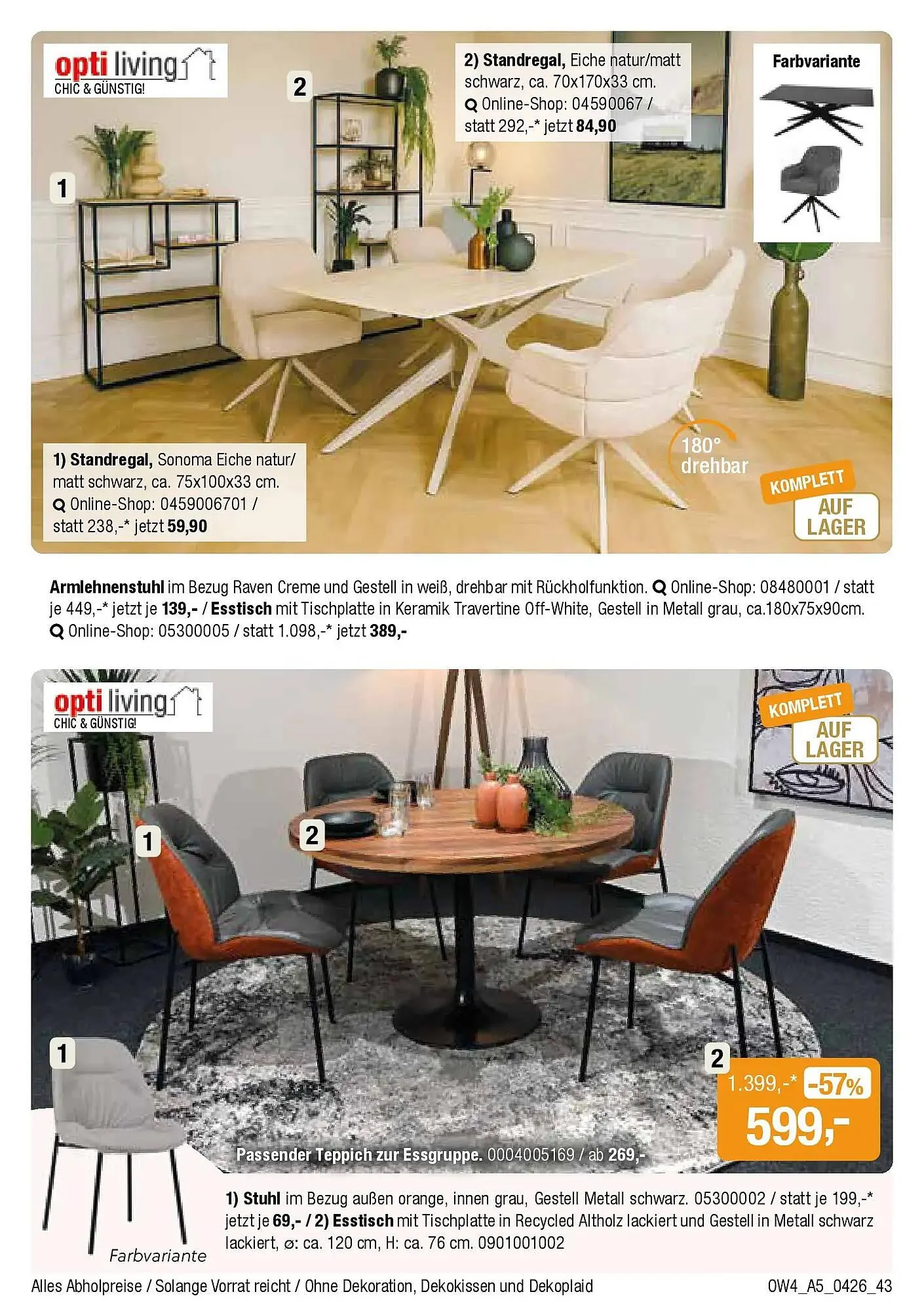 Opti Wohnwelt Prospekt von 1. April bis 18. April 2026 - Prospekt seite 43