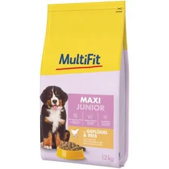 MultiFit Tockenfutter Hund Junior, Maxi, mit Geflügel & Reis 12 kg