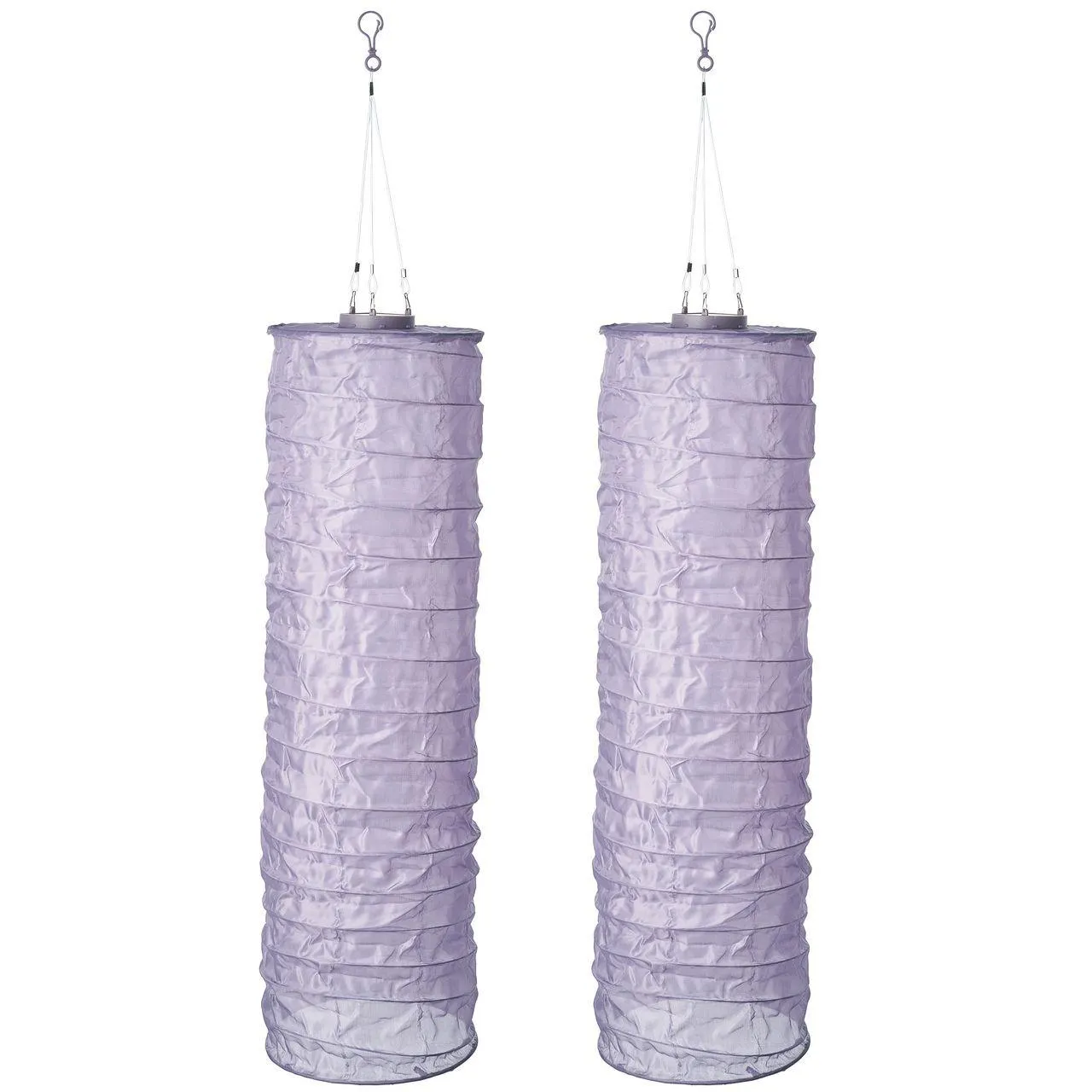 AMARE Solar Lampion XXL 2er Set Schlauch lila mit 15 LED Mikro-LEDs