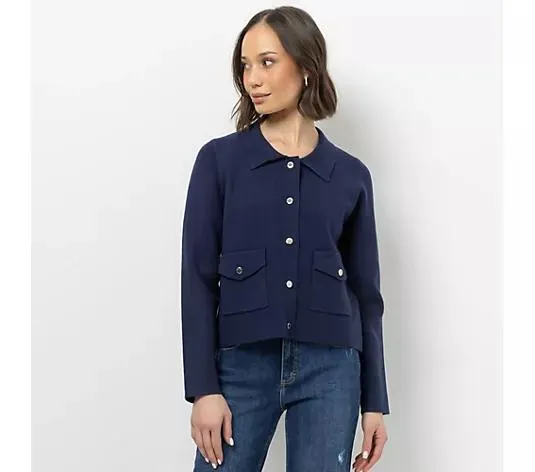 Wählen Sie Ihre Variante: STEFFEN SCHRAUT Cardigan Hemdkragen aufgesetzte Taschen leger weit