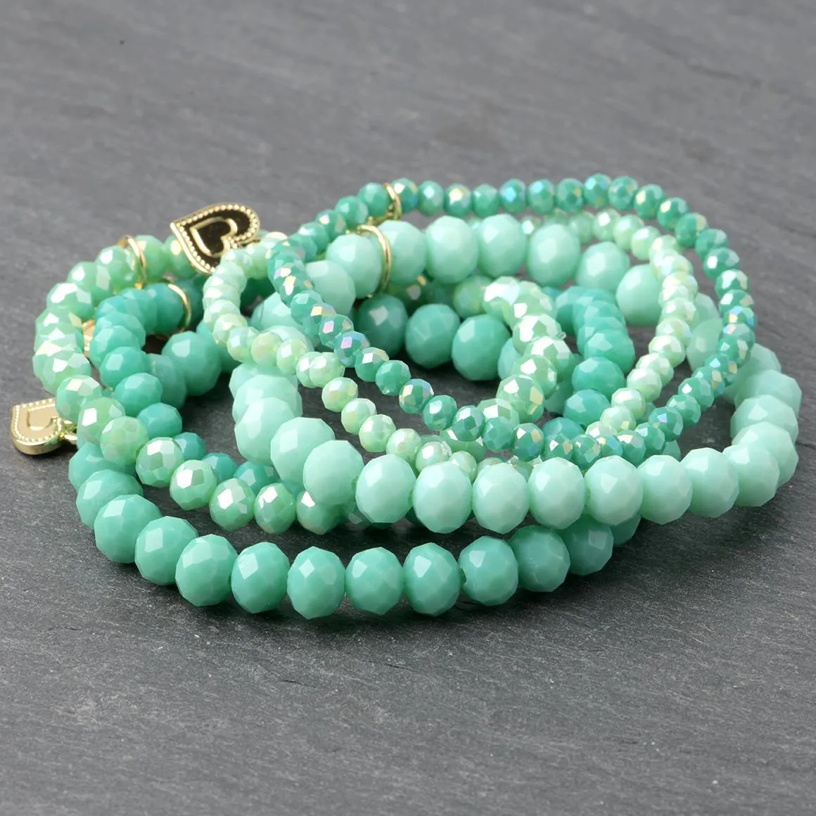 6 Damen Armbänder mit Herz-Anhänger