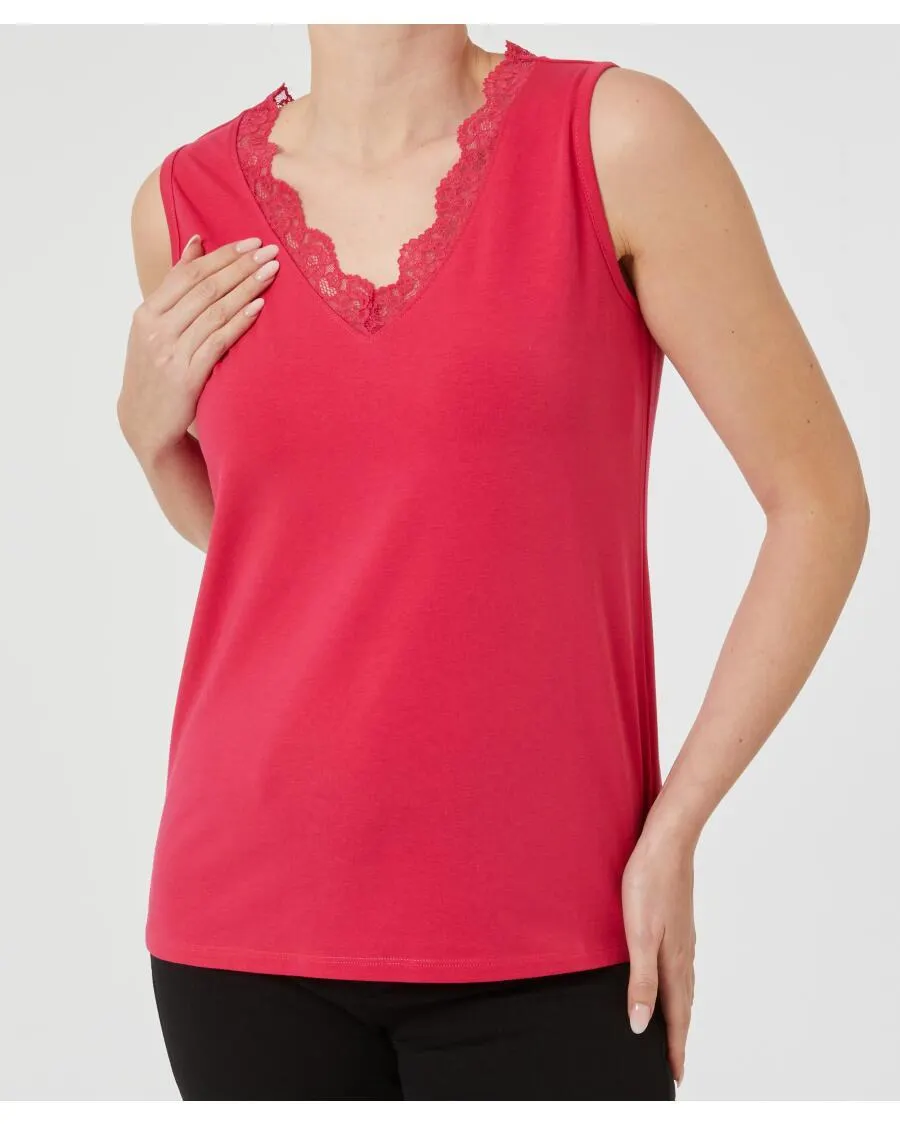 Tanktop mit Spitze Janina, V-Ausschnitt