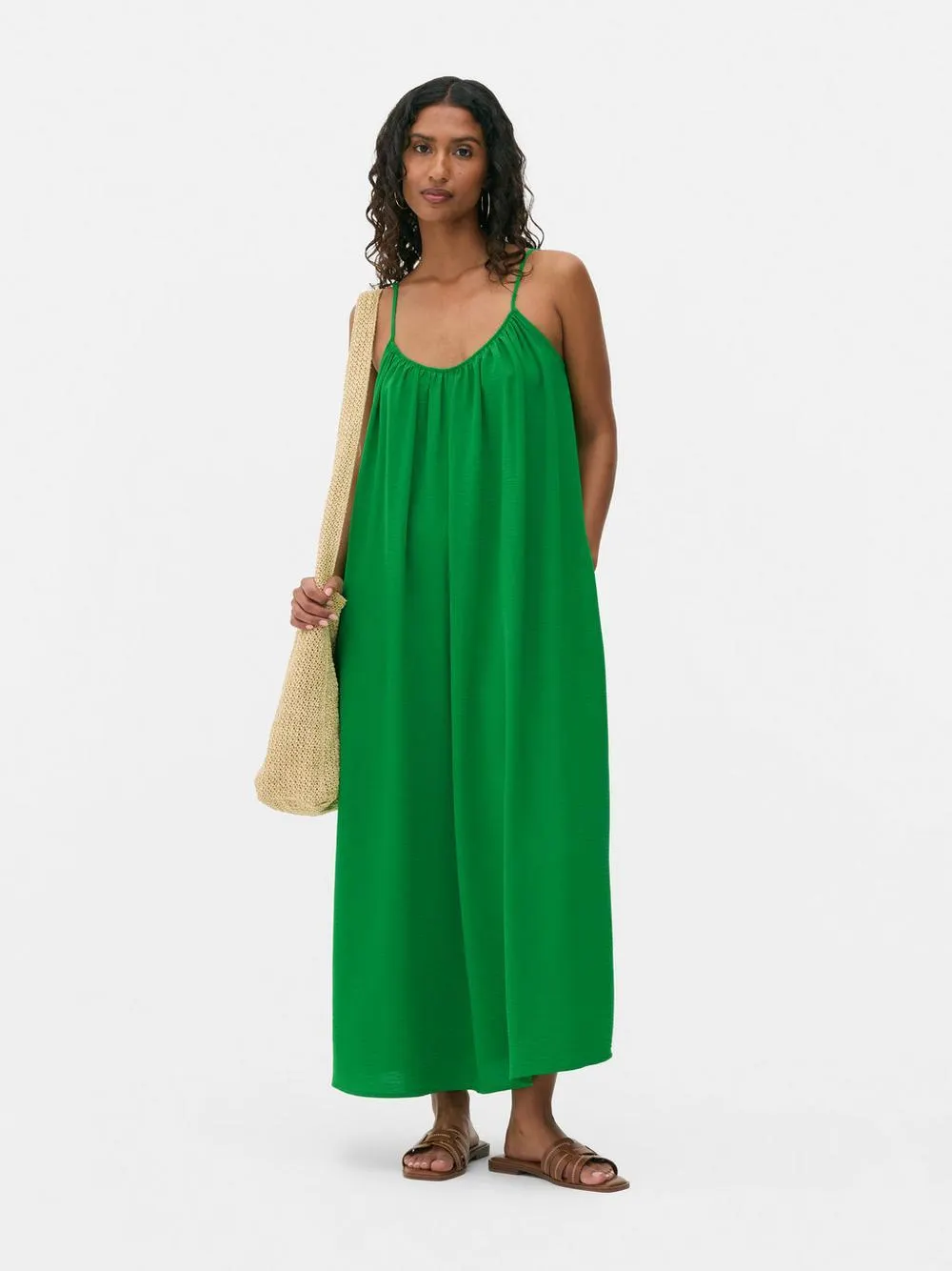 Midi-Sommerkleid mit gerafftem Ausschnitt