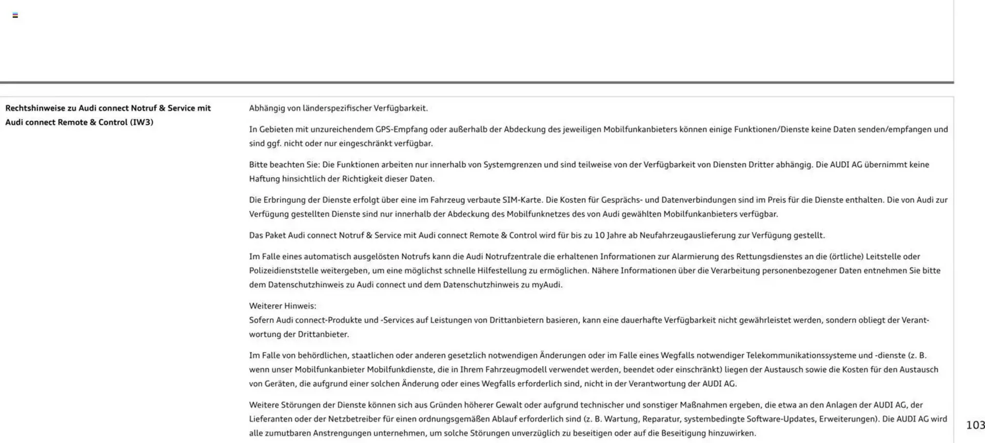 Audi Prospekt von 1. April bis 1. April 2027 - Prospekt seite 103