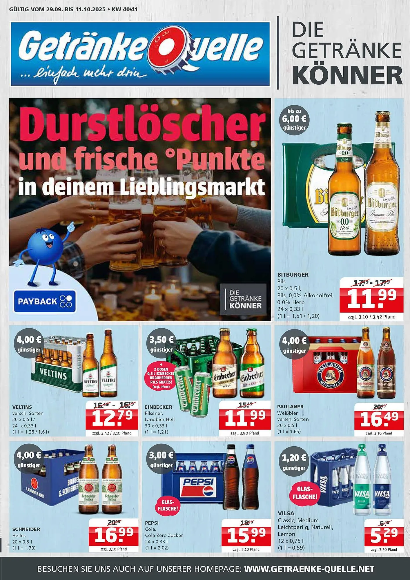 Getränke Quelle Prospekt von 28. September bis 11. Oktober 2025 - Prospekt seite 1