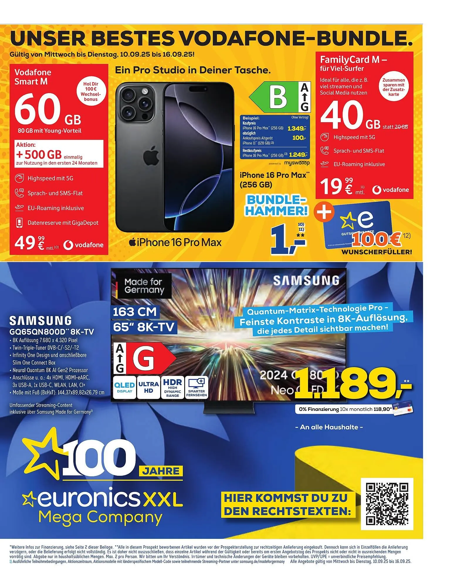 Euronics XXL Prospekt von 10. September bis 16. September 2025 - Prospekt seite 1