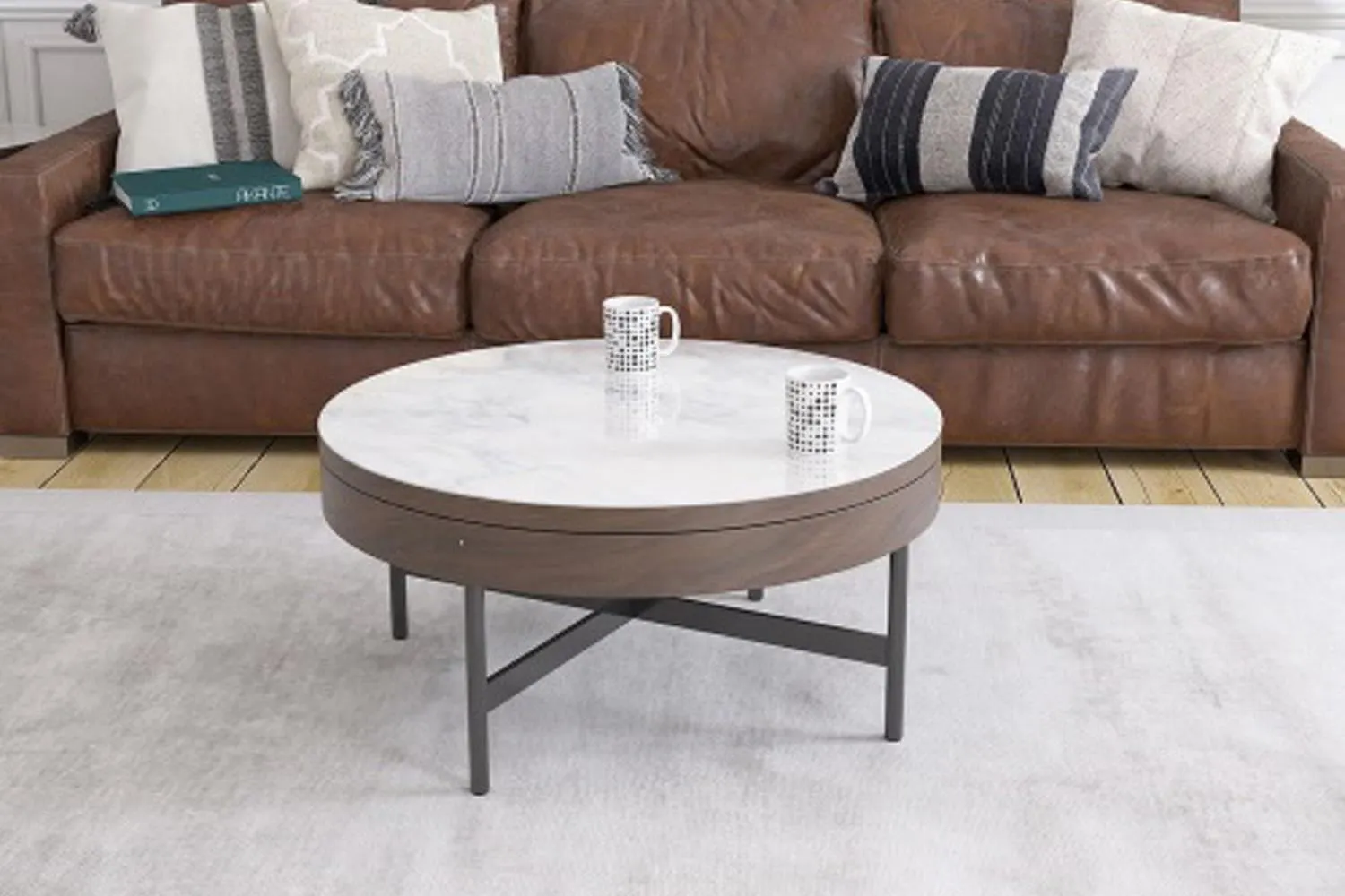 Couchtisch mit Stauraum Ø85cm