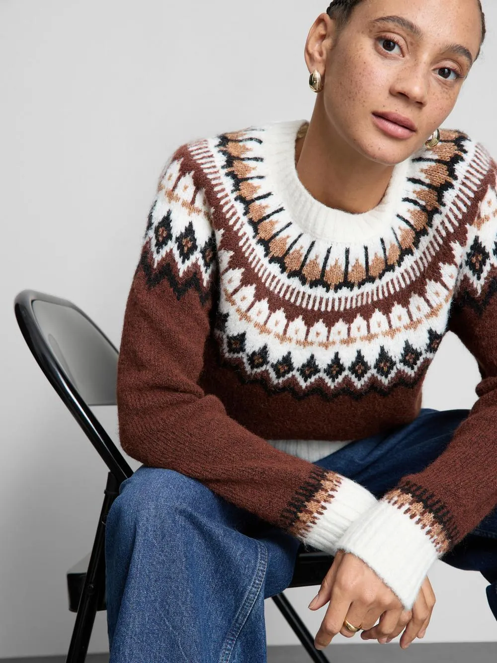 „Paula Echevarría“ Strickpullover mit Norwegermuster