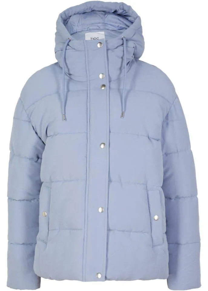 Wattierte Puffer-Steppjacke mit Kapuze aus recyceltem Polyester