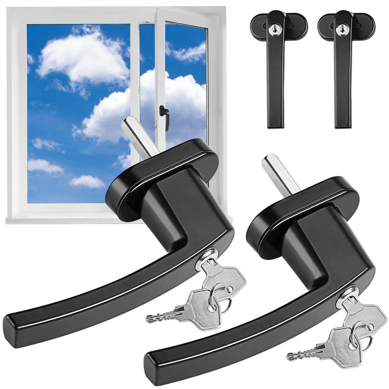 monzana Fenstergriff 2er-Set Schwarz abschließbar