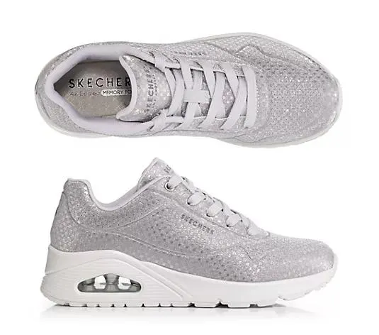 SKECHERS Damen-Sneaker Uno Disco Nite Glitzer Memory Foam