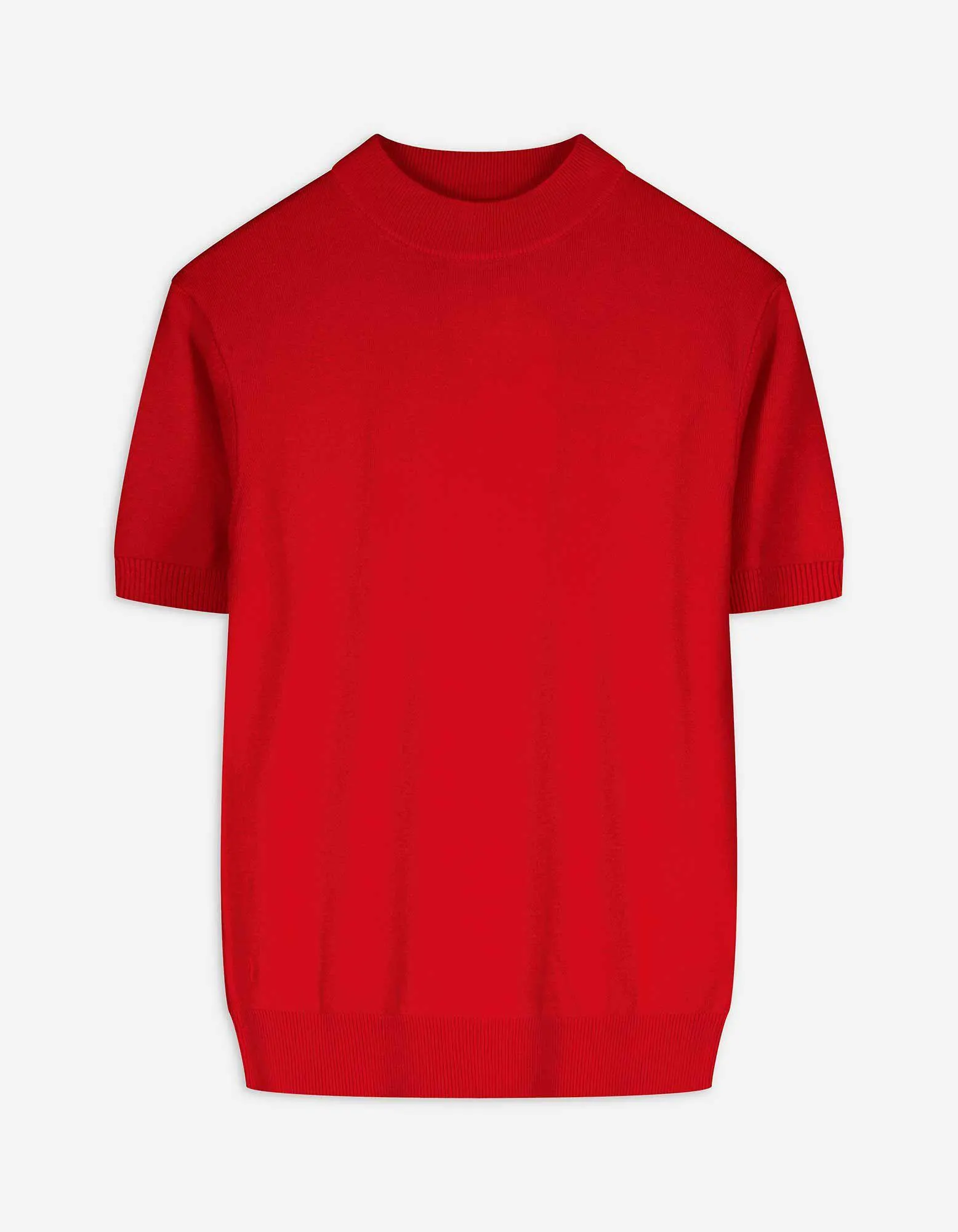 Strickshirt - Stehkragen - dunkelrot