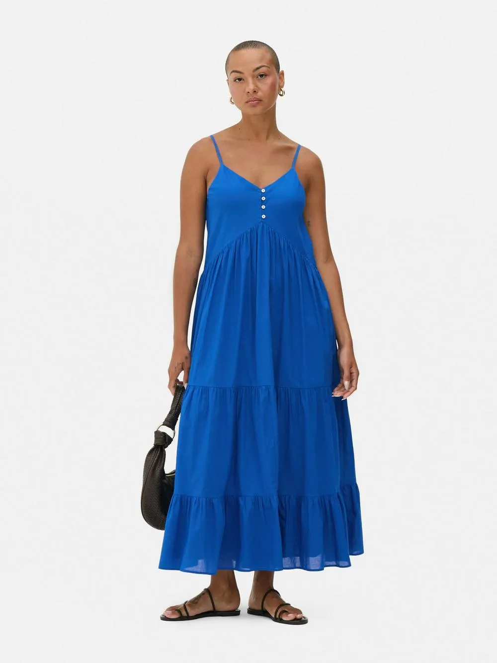 Midi-Trägerkleid mit Knopfleiste