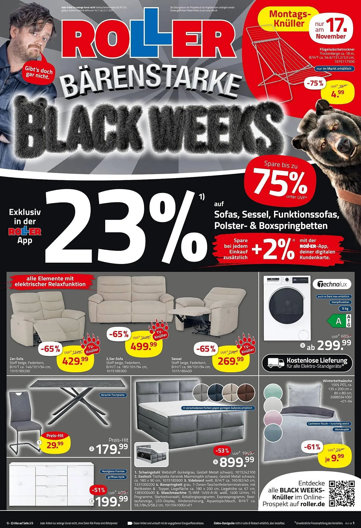 ROLLER Prospekt von 16. November bis 22. November 2025 - Prospekt seite 1