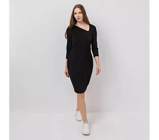 KILIAN KERNER SENSES Kleid, 3/4-Arm Dreiecks-Ausschnitt Reißverschluss knieumspielend