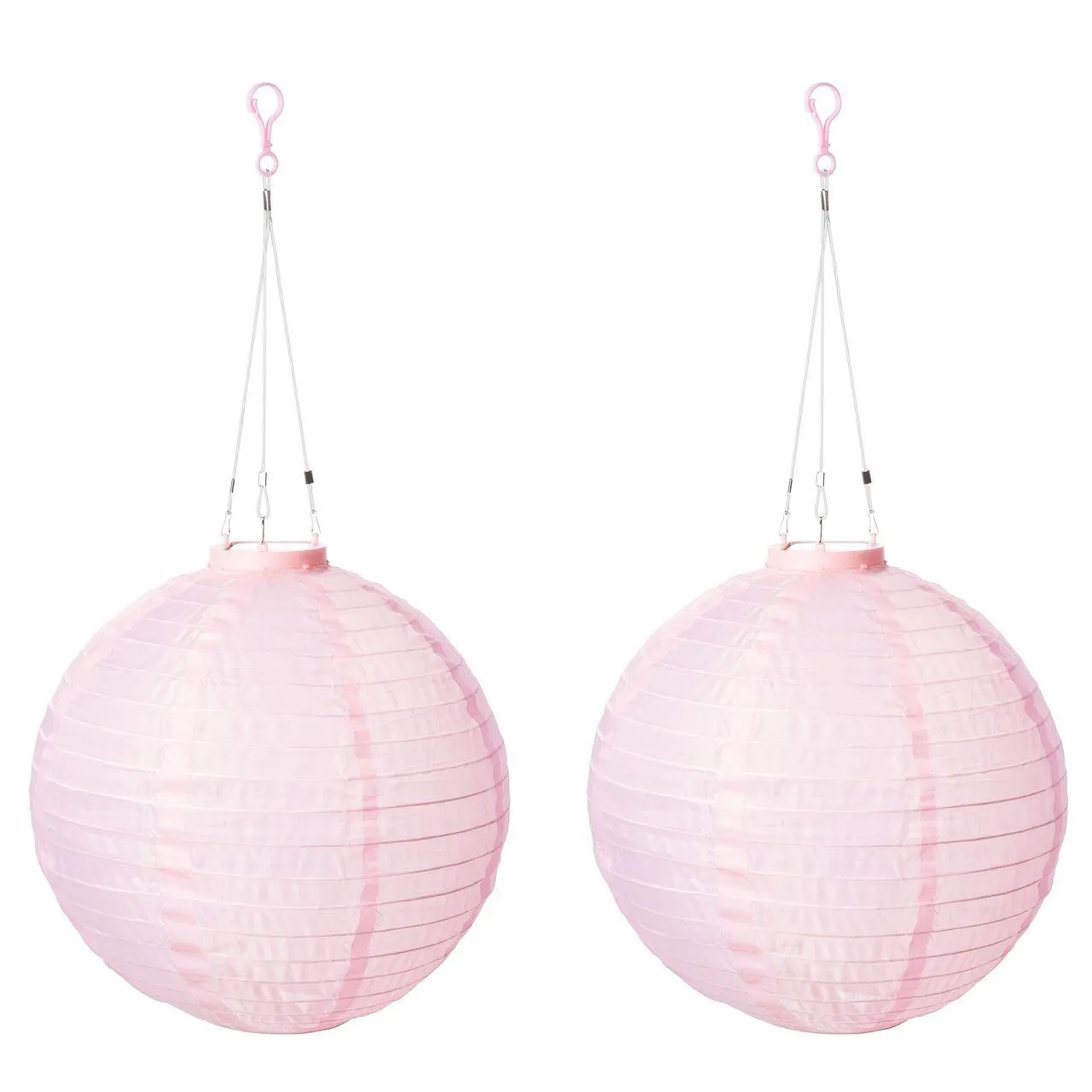 Solar Lampion XXL 2er Set rund pinkØ ca. 30 cm mit 1 warmweißen LED