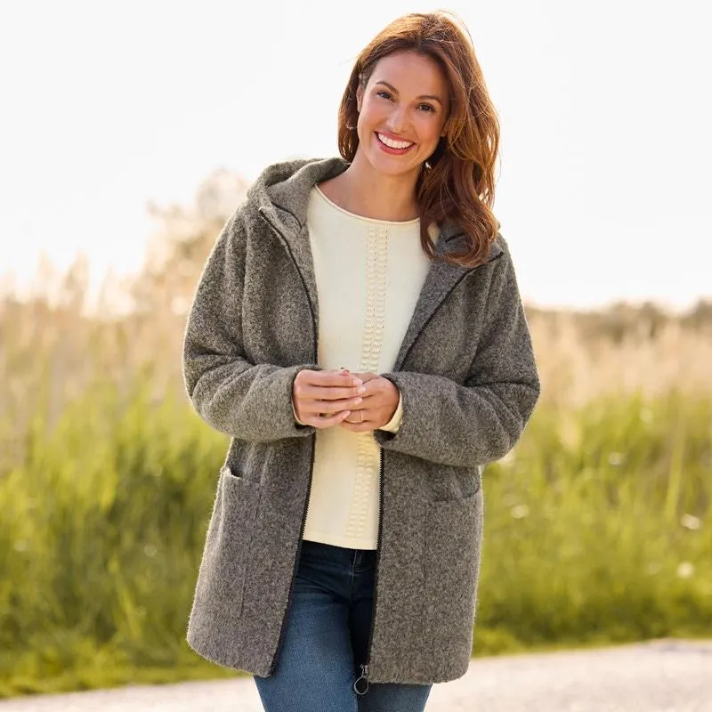 Damen-Fleecejacke mit Kapuze