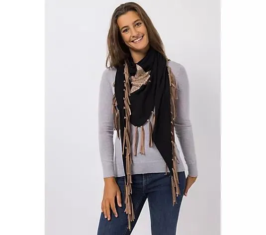 DINE 'N' DANCE Dreiecktuch mit Motiv Fransen