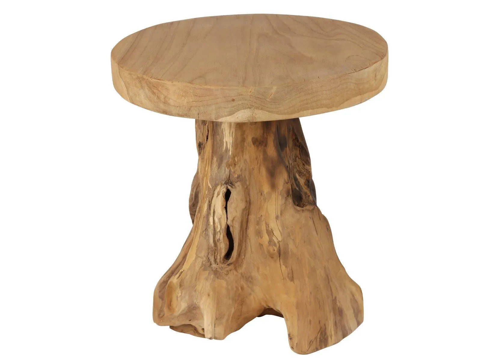 Runder Beistelltisch aus massivem Teakholz 40x45cm