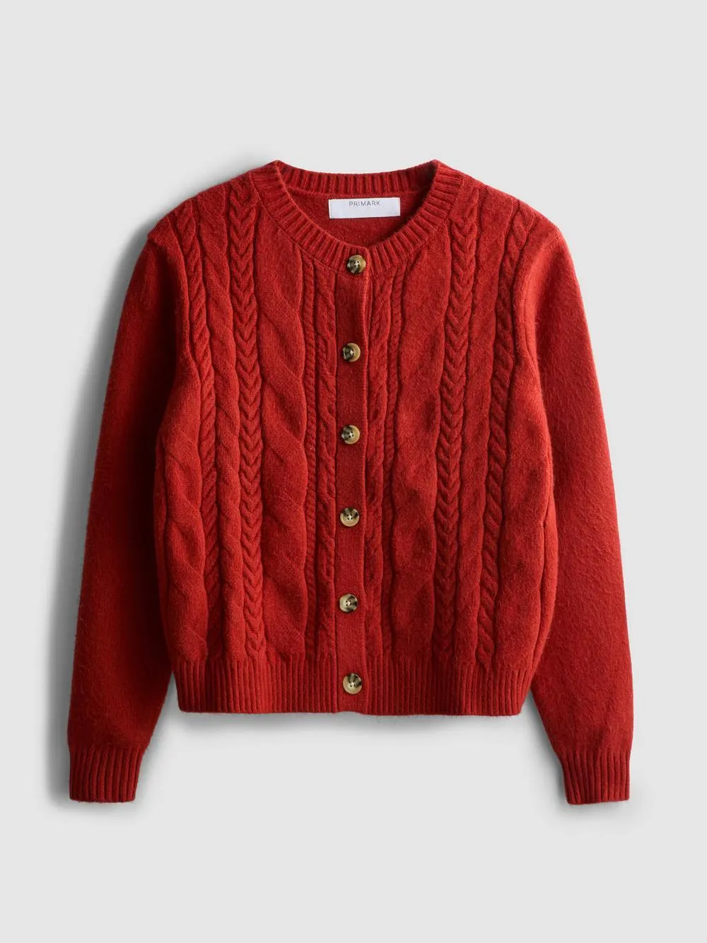 Cardigan mit Zopfmuster und Rundhalsausschnitt