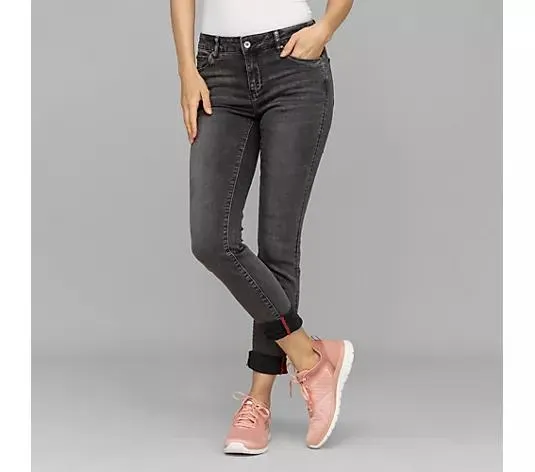 Wählen Sie Ihre Variante: DINE 'N' DANCE Jeanshose Salsa 5-Pocket-Style Umschlag am Saum leichter Used-Effekt