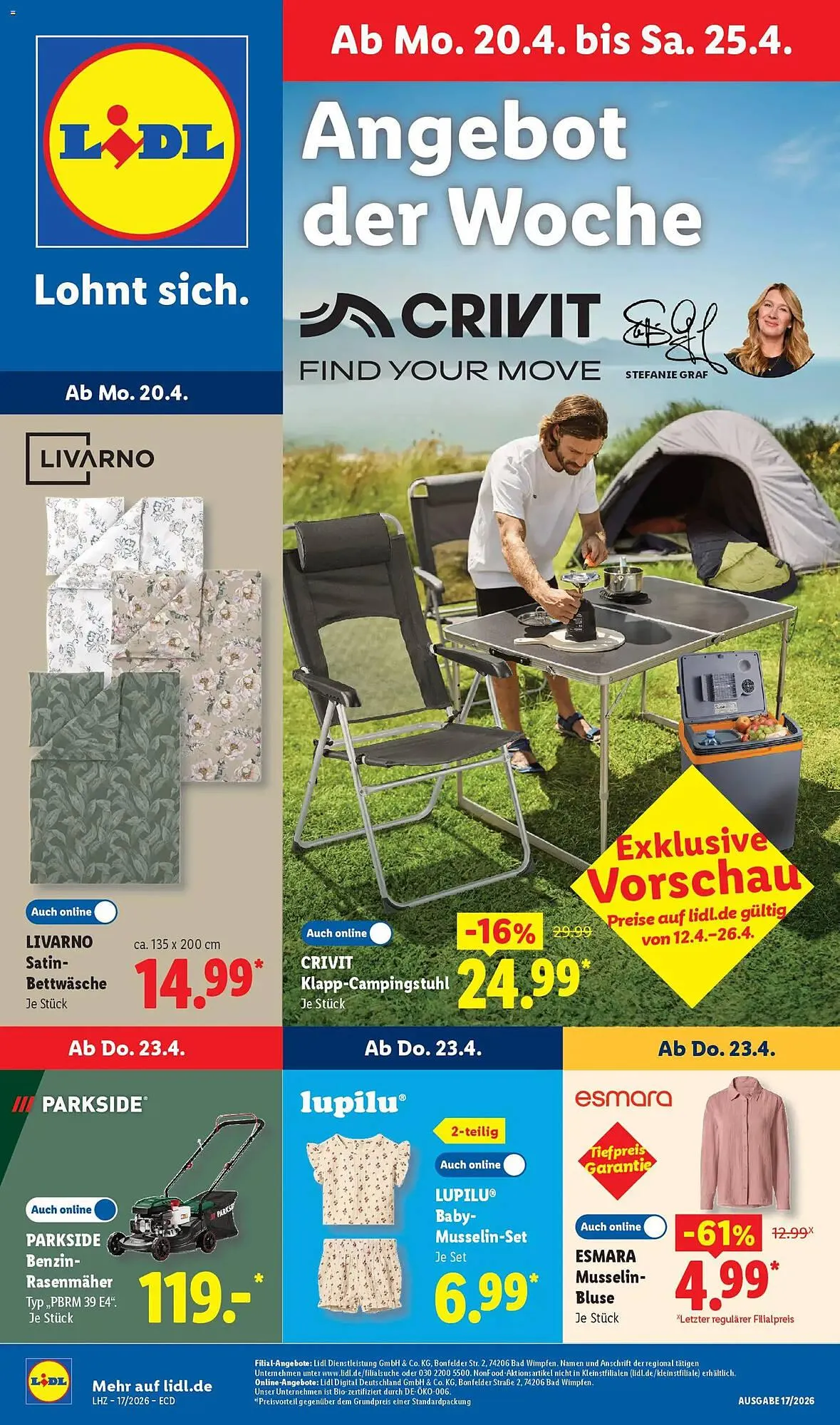 Lidl Prospekt von 20. April bis 25. April 2026 - Prospekt seite 1