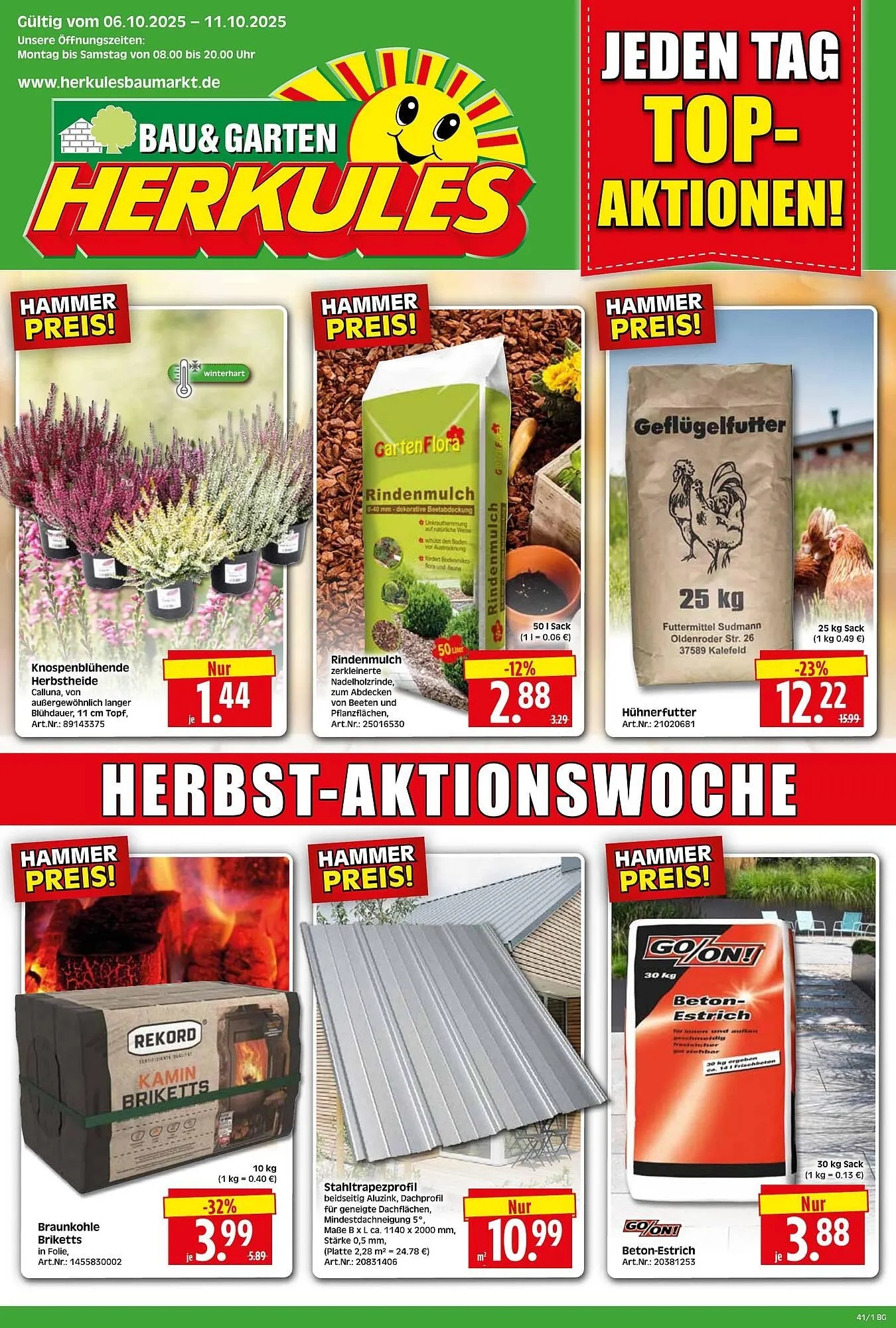 Herkules Baumarkt Prospekt von 6. Oktober bis 11. Oktober 2025 - Prospekt seite 1