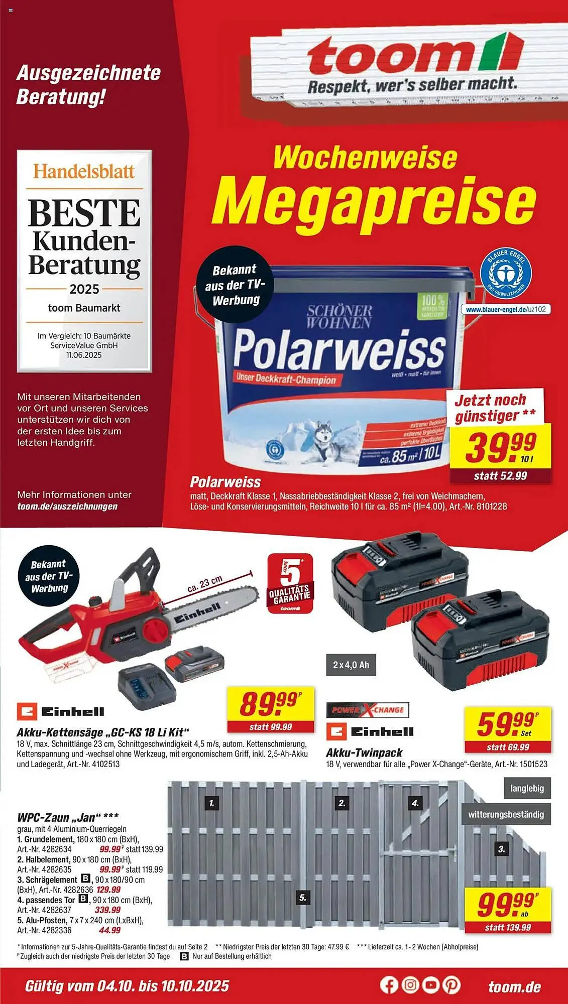 Toom Baumarkt Prospekt von 4. Oktober bis 10. Oktober 2025 - Prospekt seite 1