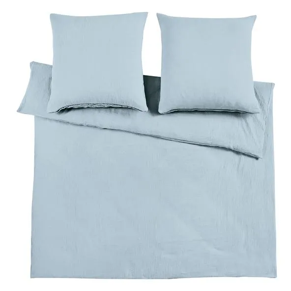 Musselin Bettwäsche, blau, 200 x 220 cm