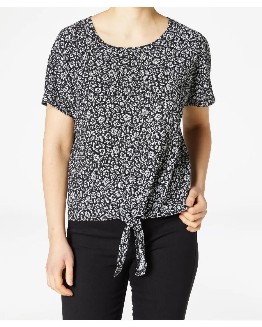 Blumenshirt mit Knotendetail