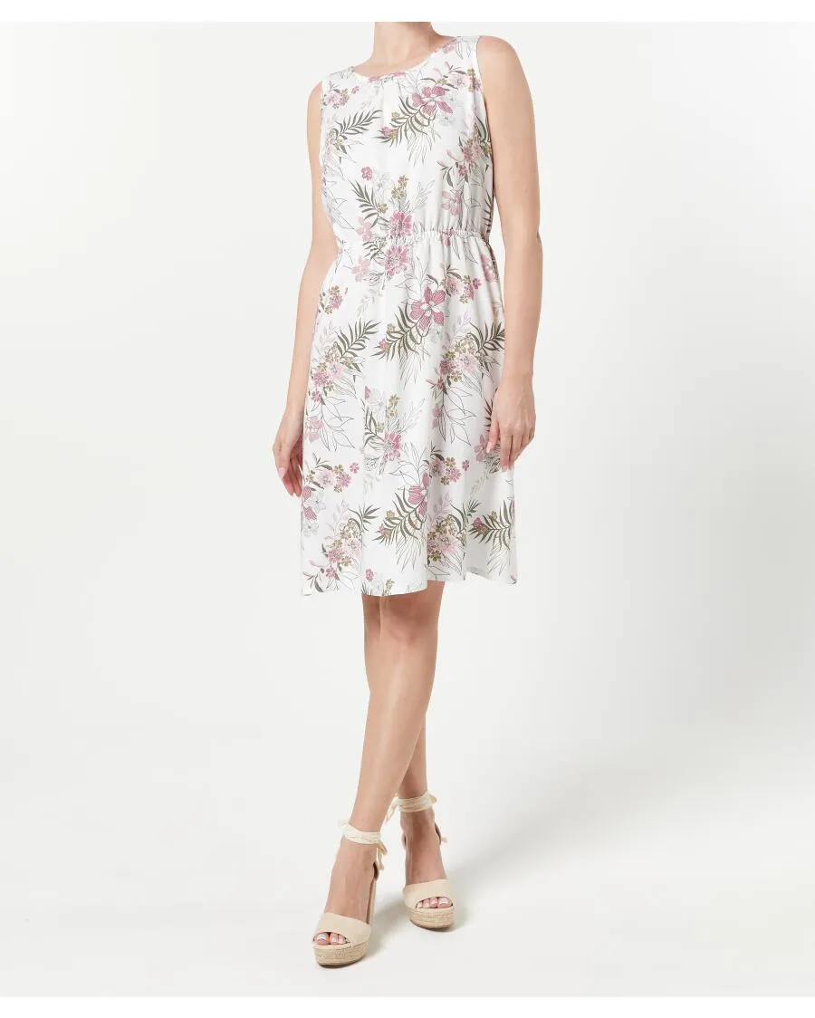 Kleid mit tropischem Muster Janina, elastischer Taillenbund
