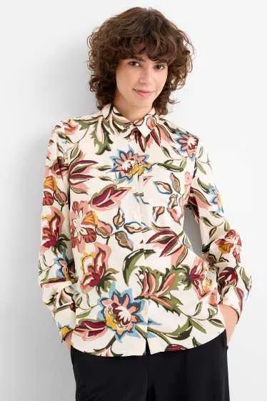 Satin blouse - floral