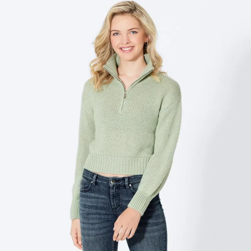 Damen-Pullover mit Troyer-Kragen