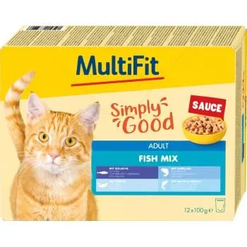 MultiFit Nassfutter Katze Adult, Fish Mix - Simply Good, in Sauce, Multipack