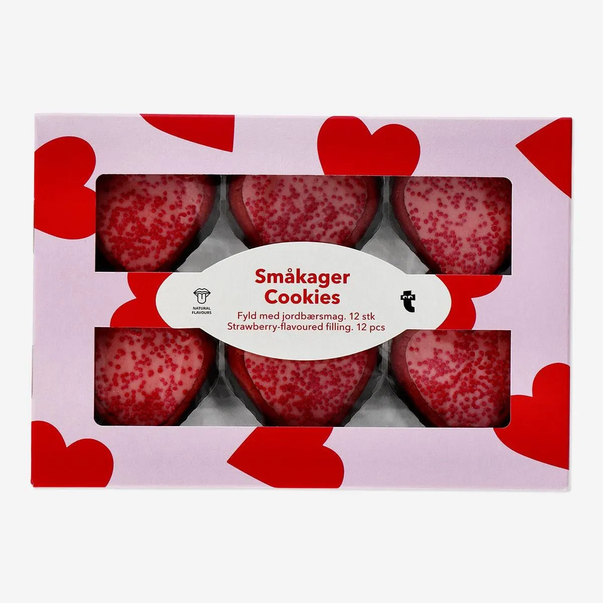 Heart cookies with strawberry filling - 12 pcs