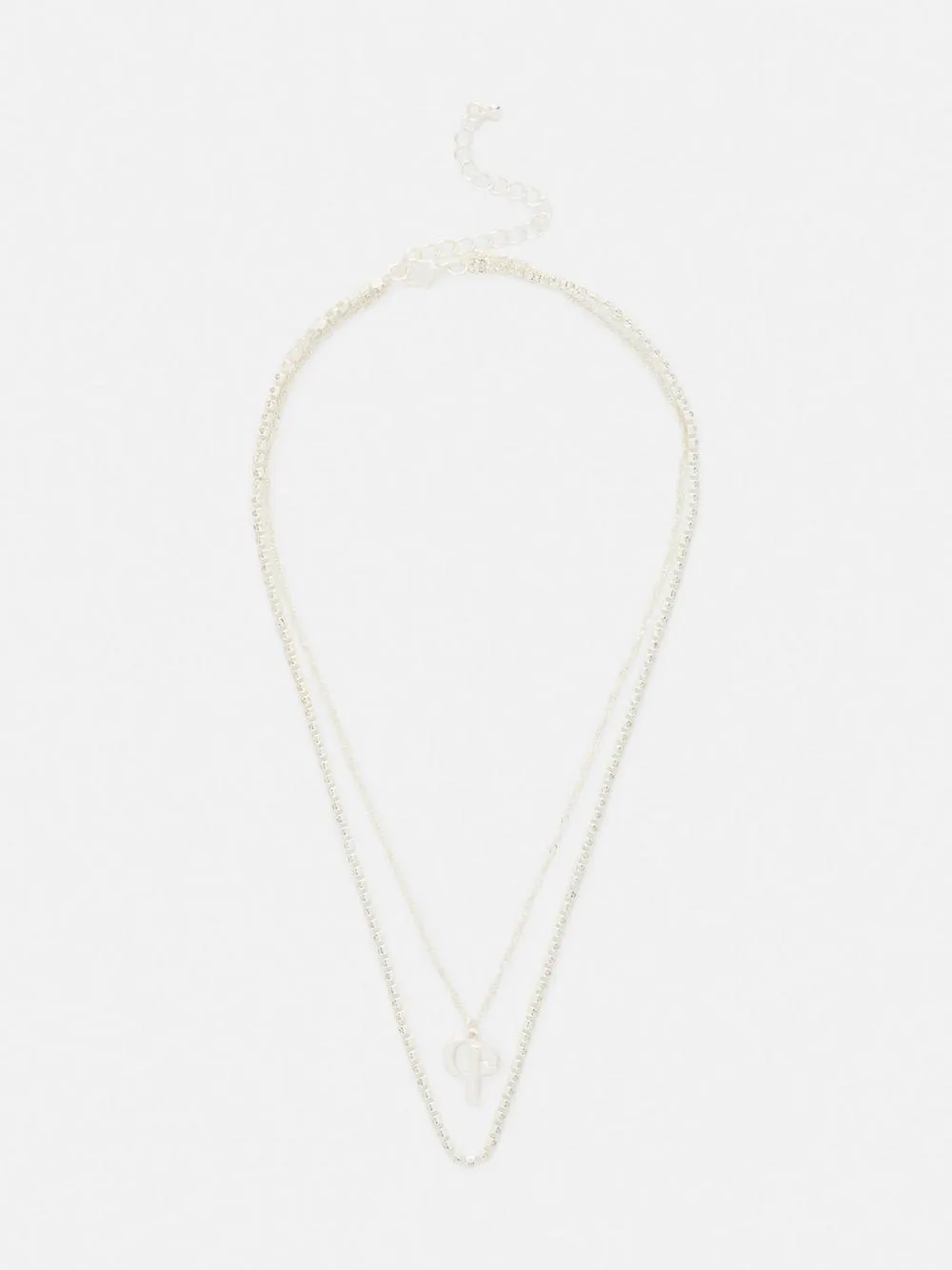 Zweireihige „The Edit“ Halskette mit Initiale und Strasssteinen