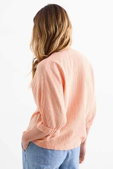 V-neck muslin blouse