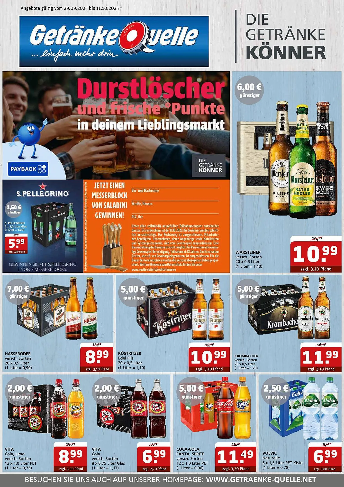Getränke Quelle Prospekt von 28. September bis 11. Oktober 2025 - Prospekt seite 1