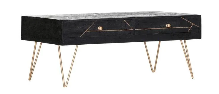 INTERhome Couchtisch SCAN schwarz/ goldfarbig