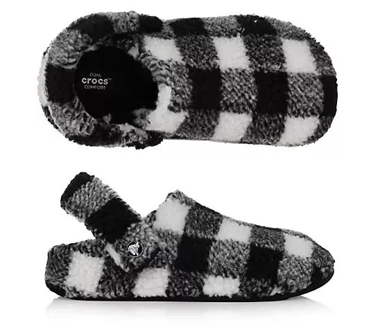 CROCS™ Damen-Clogs Classic Buff fuzzy-all-over Karo-Muster